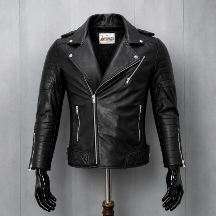 Midnight Rebel Classic Leather Biker Jacket